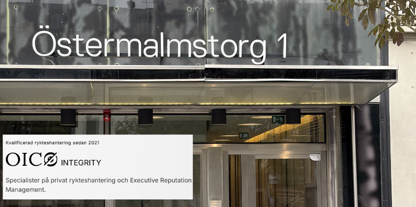 Oico Integritys kontor på Östermalmstorg 1 på Östermalm i Stockholm.